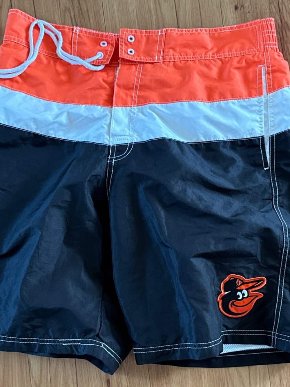 Baltimore Orioles MLB Swim Trunks Board Shorts Mens Lg Genuine Merchandise EUC.